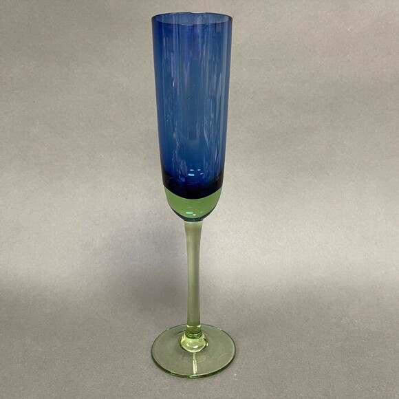 Festival Green Blue by Block Champagne Flute Glass Stemmed 10 1/4" - Picture 2 of 6
